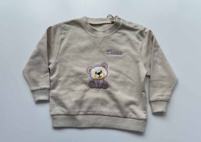 Stickung Pullover Beige Bär